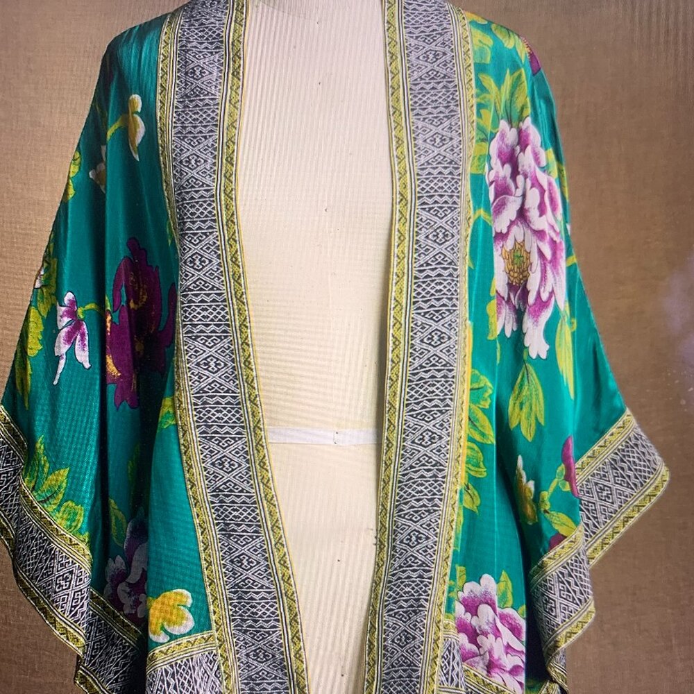Teal Floral Kimono